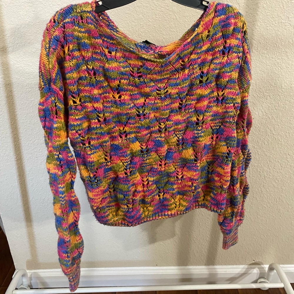 Multi-color sweater, loose knit. Wild affable brand.